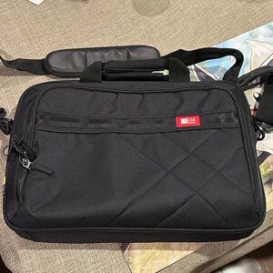 Stylish Black Laptop Bag with Red Accents